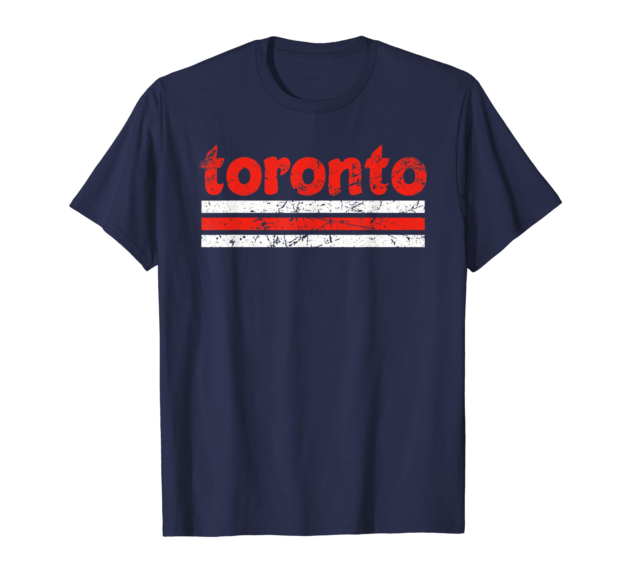 Toronto Canada Three Stripe Weathered T-Shirt - Novelty Apparel Men Women - T-Shirt, Sweatshirt, Hoodie