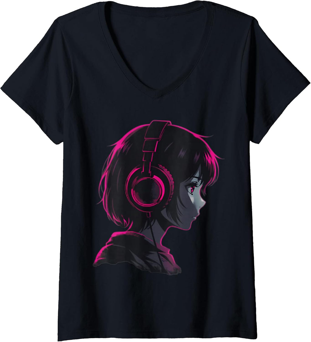 Anime Girl Womens Manga Graphic Headphones Merch - Adult & Kids T-Shirts, Sweatshirts & Hoodies apparel design preview 1