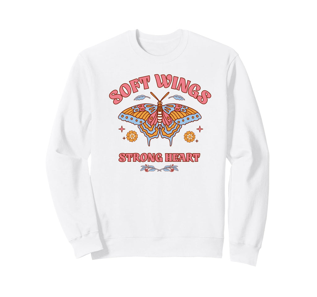 Soft Wings Strong Heart Boho Floral Sweatshirt - Unique Graphic Unisex - T-Shirt, Sweatshirt, Hoodie