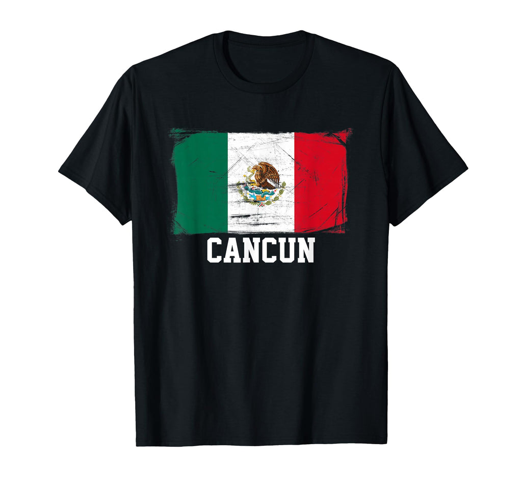 Cancun Distressed Mexican Flag T-Shirt - Graphic Print for Adults - T-Shirt, Sweatshirt, Hoodie