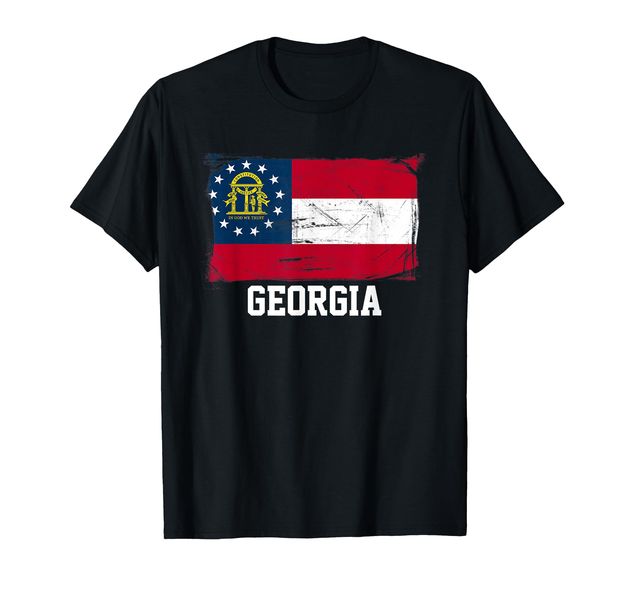Georgia United States Distressed Flag T-Shirt - Novelty Apparel for Adults - T-Shirt, Sweatshirt, Hoodie