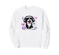 Black And White Cat Headphones Y2K Sweatshirt - Novelty Apparel for Adults - T-Shirt, Sweatshirt, Hoodie