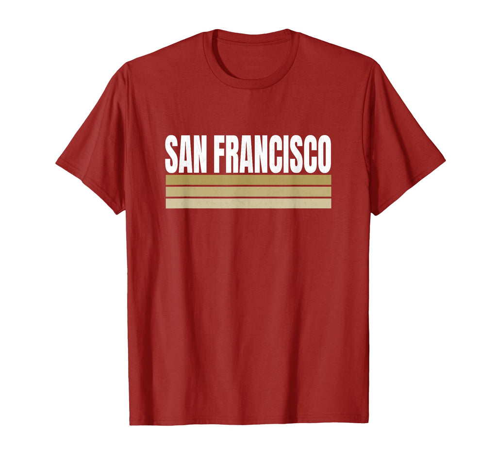 Sf Striped San Francisco Red Maroon San T-Shirt - Graphic Print Men Women - T-Shirt, Sweatshirt, Hoodie