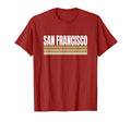 Sf Striped San Francisco Red Maroon San T-Shirt - Graphic Print Men Women - T-Shirt, Sweatshirt, Hoodie