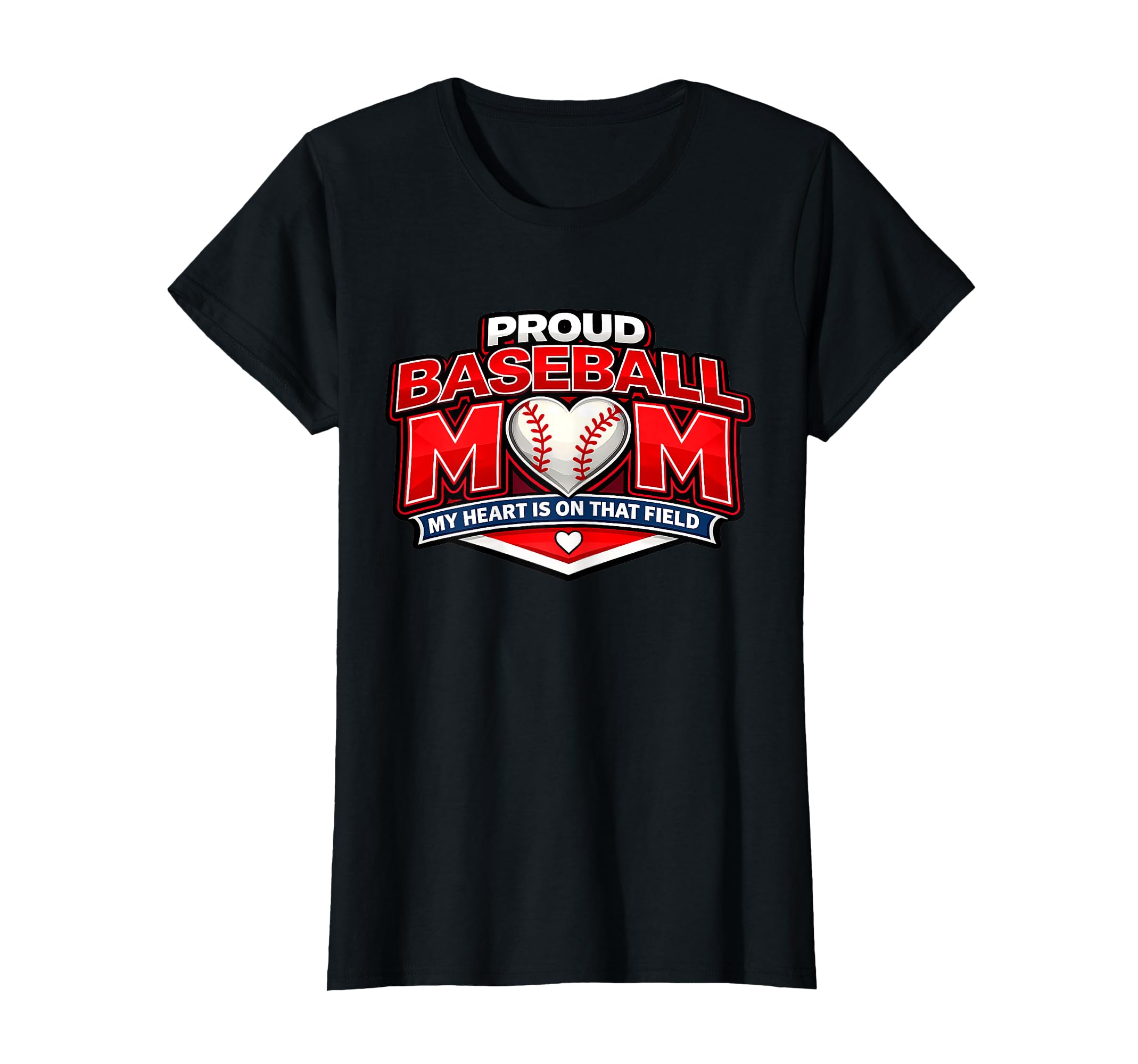 Proud Baseball Mom My Heart T-Shirt - Casual Everyday Wear Men Women - T-Shirt, Sweatshirt, Hoodie
