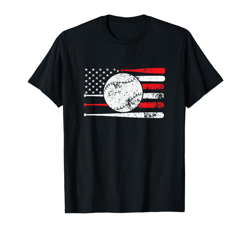 Baseball Usa American Flag Baseball T-Shirt - Fun Novelty Design for Adults - T-Shirt, Sweatshirt, Hoodie
