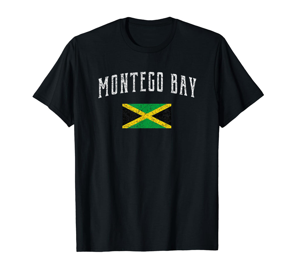 Montego Bay Jamaica Flag Distressed T-Shirt - Unique Graphic Unisex - T-Shirt, Sweatshirt, Hoodie