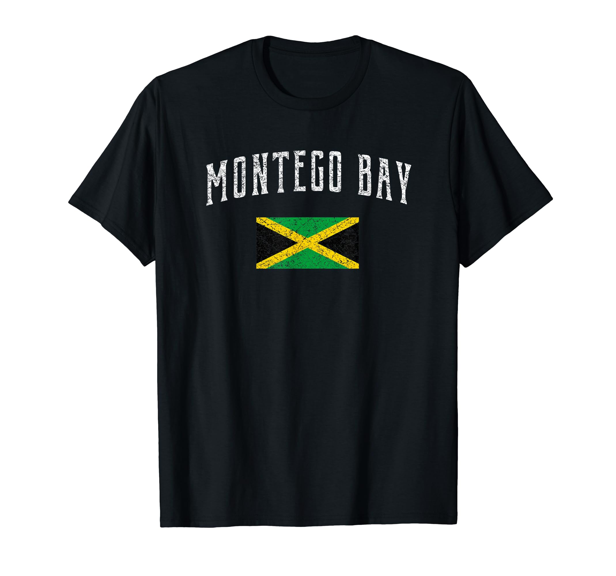 Montego Bay Jamaica Flag Distressed T-Shirt - Unique Graphic Unisex - T-Shirt, Sweatshirt, Hoodie