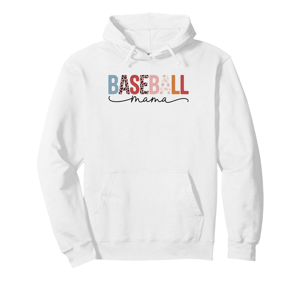 Baseball Mama Leopard Floral Ball Hoodie - Aesthetic Graphic for Adults - T-Shirt, Sweatshirt, Hoodie