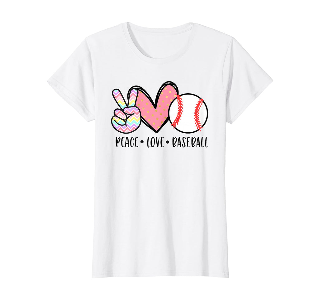 Peace Love Baseball Funny Teens Mom T-Shirt - Graphic Print Unisex - T-Shirt, Sweatshirt, Hoodie