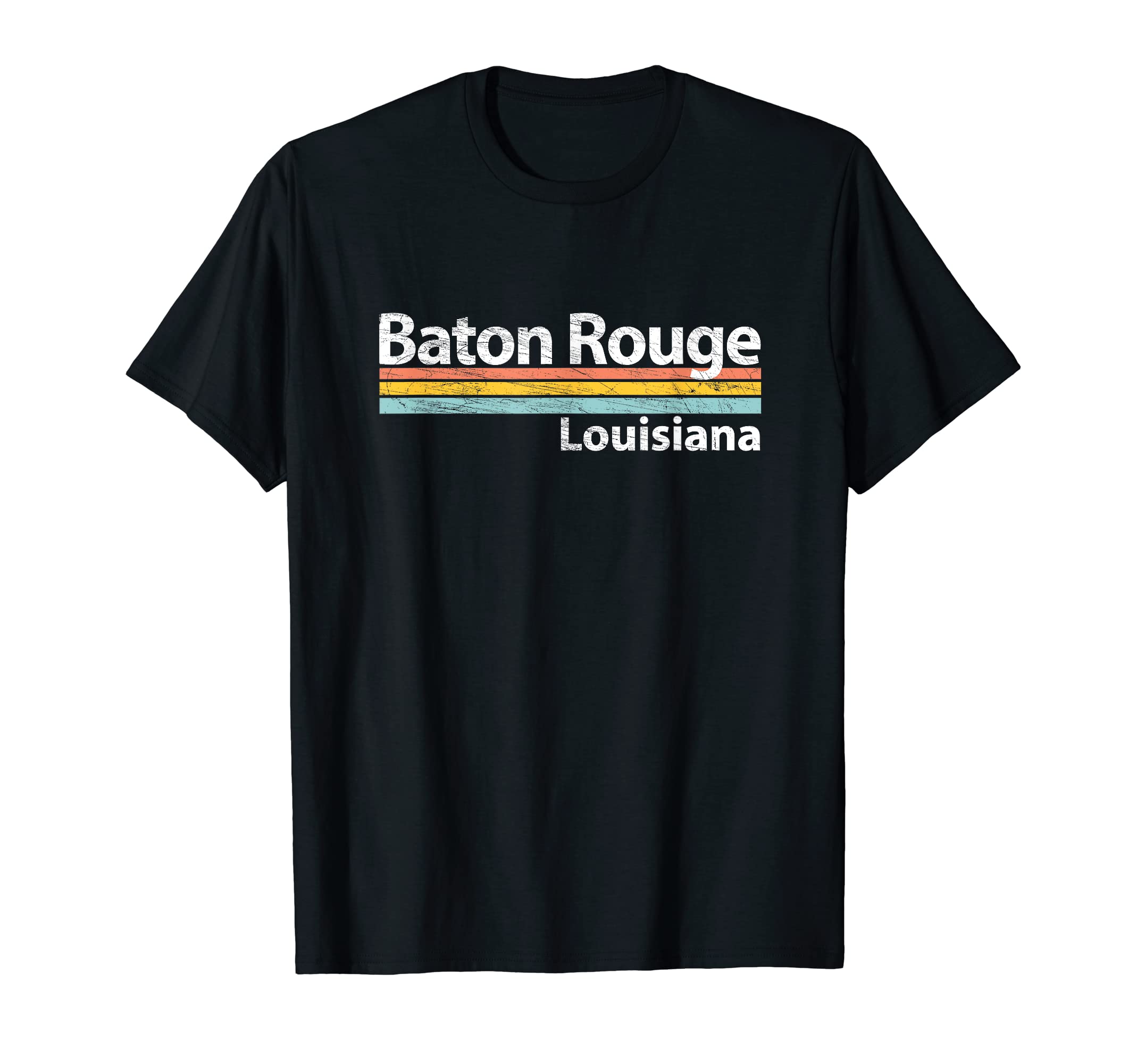 Baton Rouge Louisiana Worn Stripes T-Shirt - Streetwear Style Unisex - T-Shirt, Sweatshirt, Hoodie
