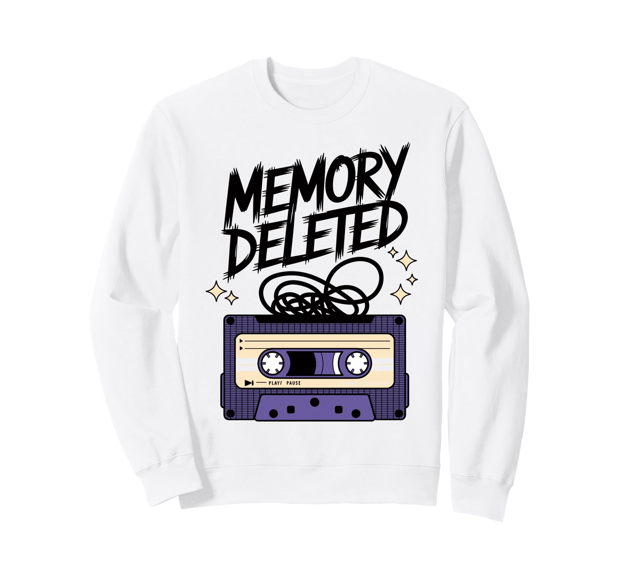 Memory Deleted Funny Cassette Tape Sweatshirt - Unique Graphic for Adults - T-Shirt, Sweatshirt, Hoodie