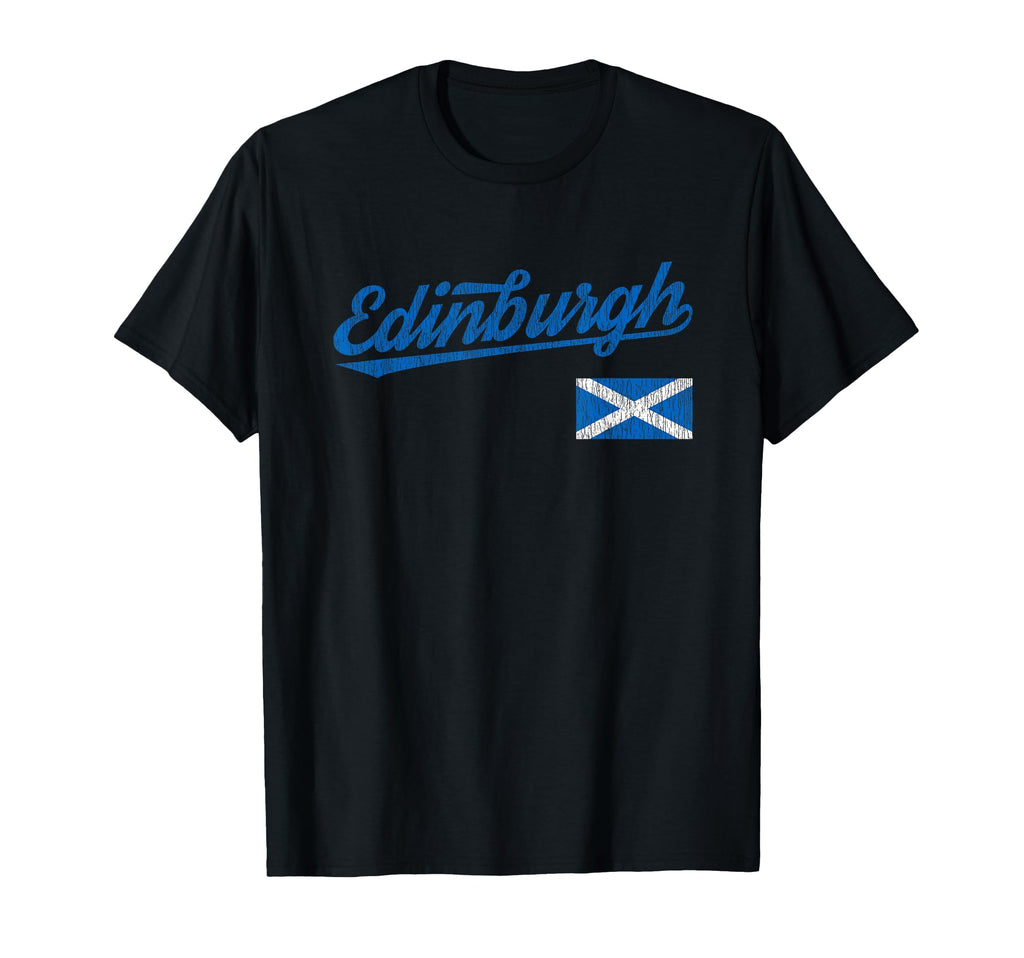 Edinburgh Scotland Flag Distressed T-Shirt - Fun Novelty Design Unisex - T-Shirt, Sweatshirt, Hoodie