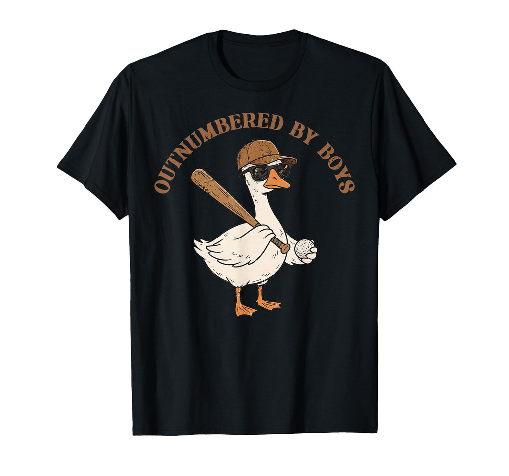 Outnumbered Funny Goose Baseball Mom T-Shirt - Novelty Apparel Unisex - T-Shirt, Sweatshirt, Hoodie