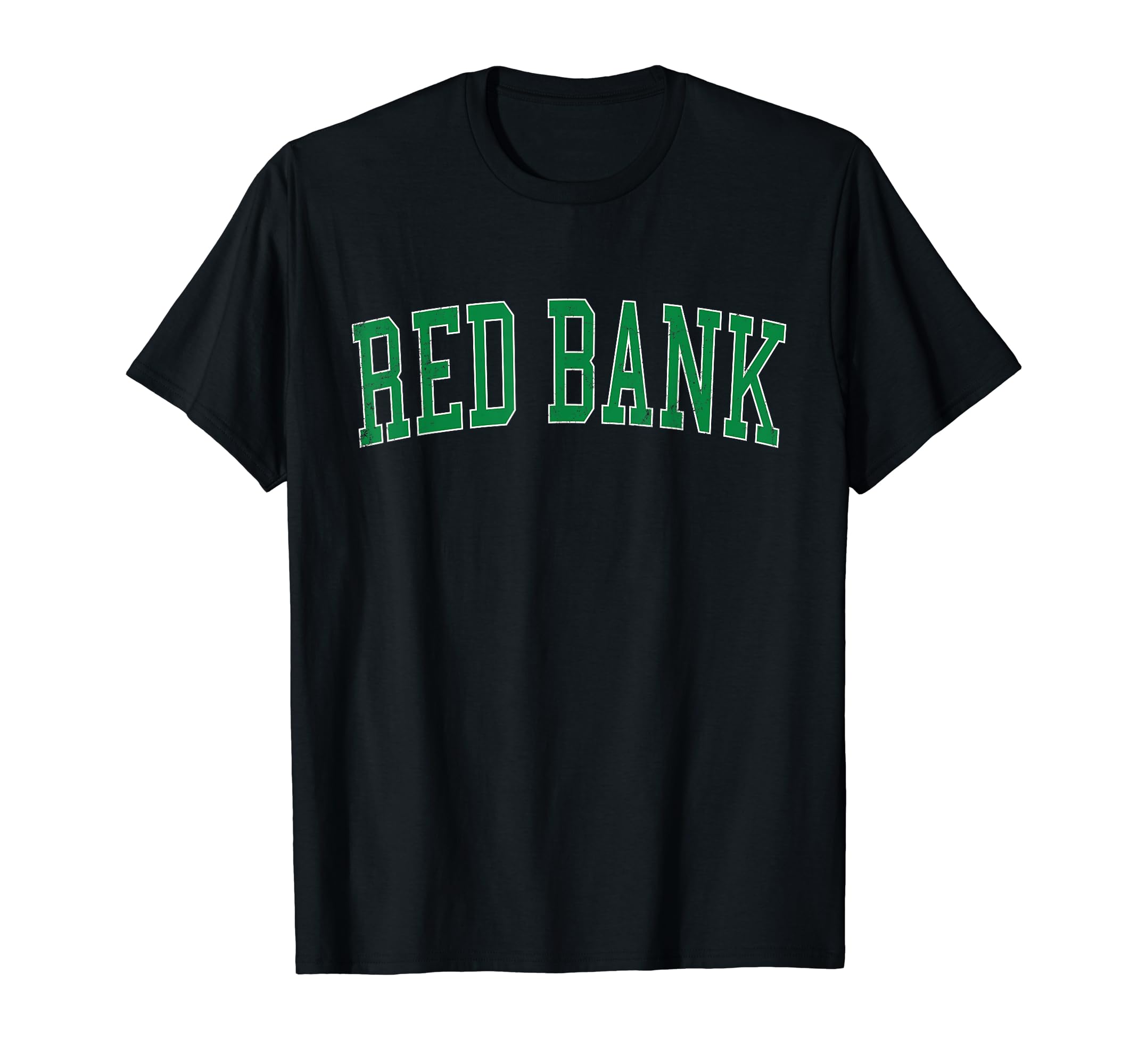Red Bank Nj Distressed Green Varsity T-Shirt - Minimalist Print for Adults - T-Shirt, Sweatshirt, Hoodie