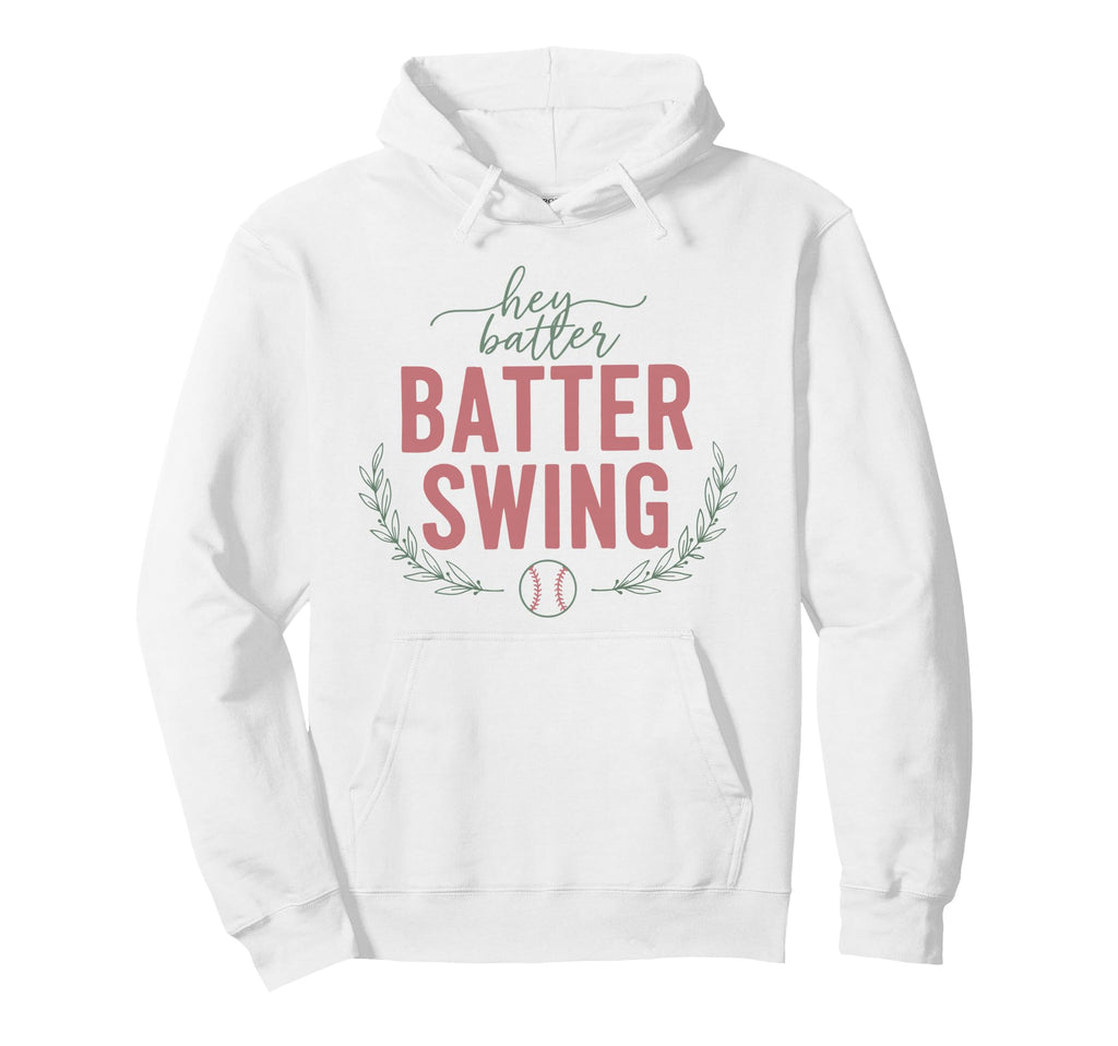 Hey Batter Batter Swing Baseball Hoodie - Minimalist Print Men Women - T-Shirt, Sweatshirt, Hoodie