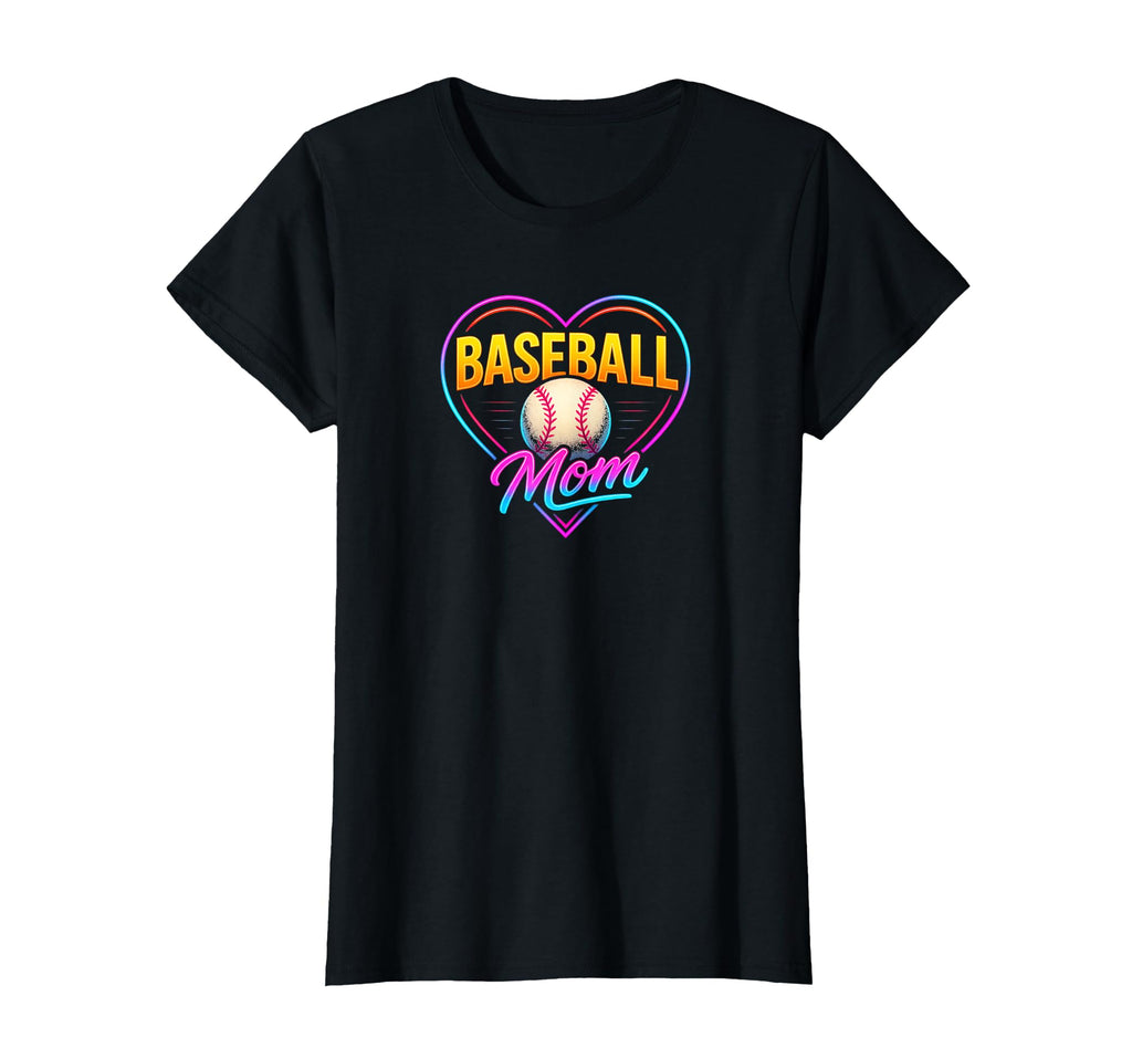 Vibrant Baseball Mom Neon Heart T-Shirt - Unique Graphic Unisex - T-Shirt, Sweatshirt, Hoodie