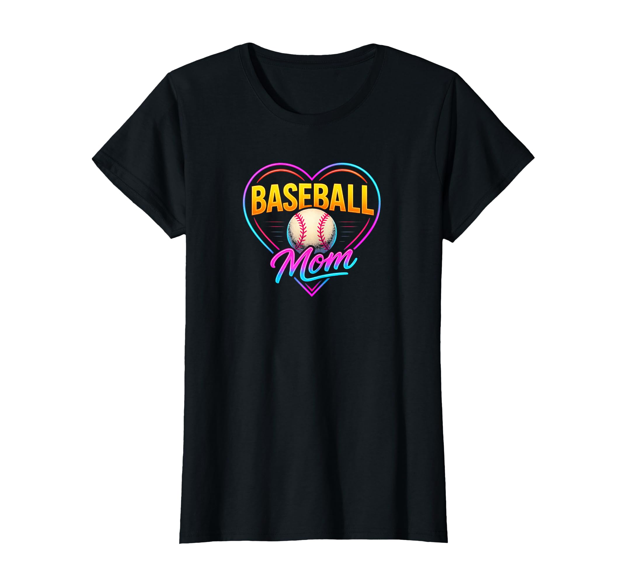 Vibrant Baseball Mom Neon Heart T-Shirt - Unique Graphic Unisex - T-Shirt, Sweatshirt, Hoodie