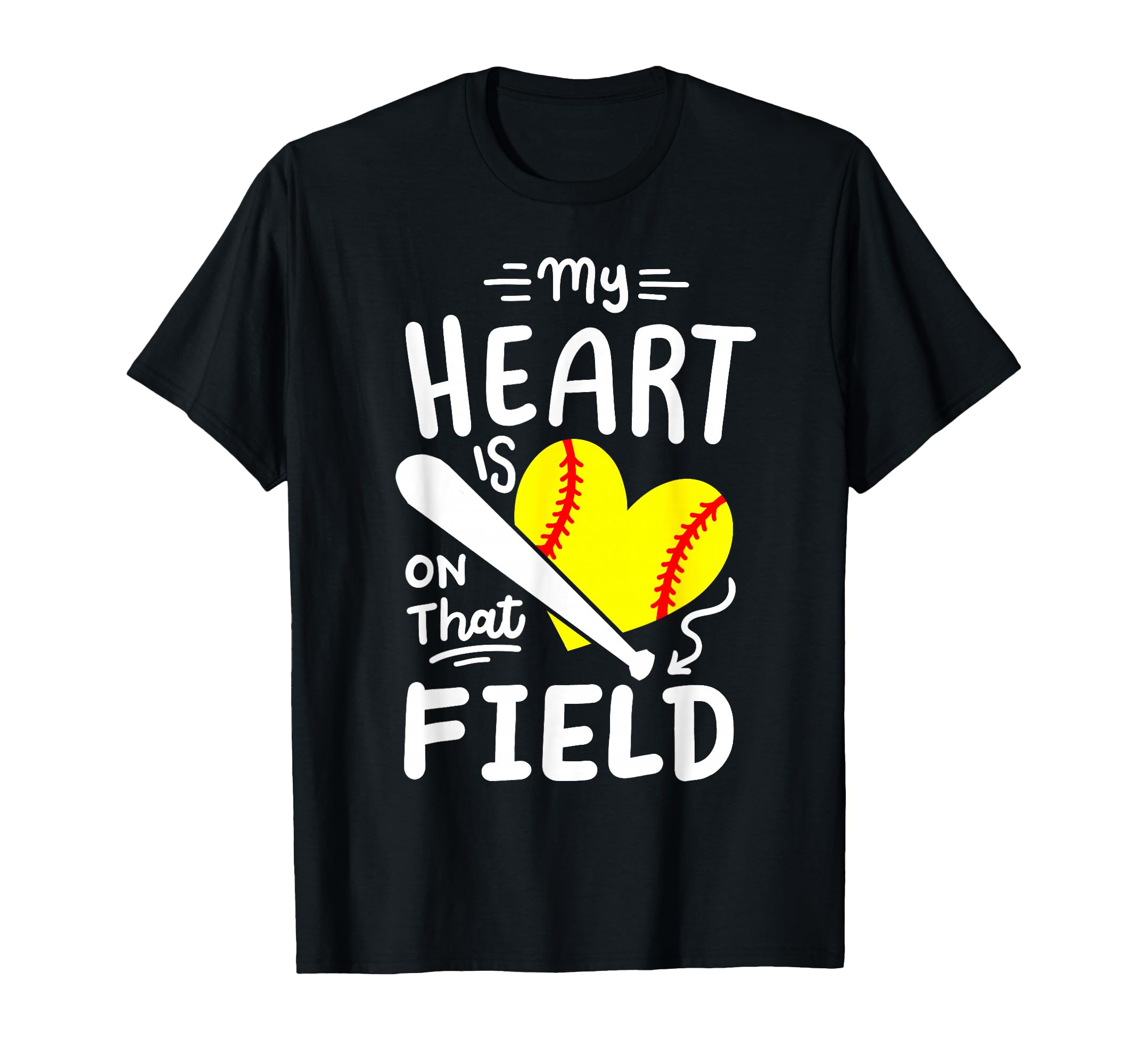 Softball Player Mom Grandma My Heart T-Shirt - Minimalist Print for Adults - T-Shirt, Sweatshirt, Hoodie