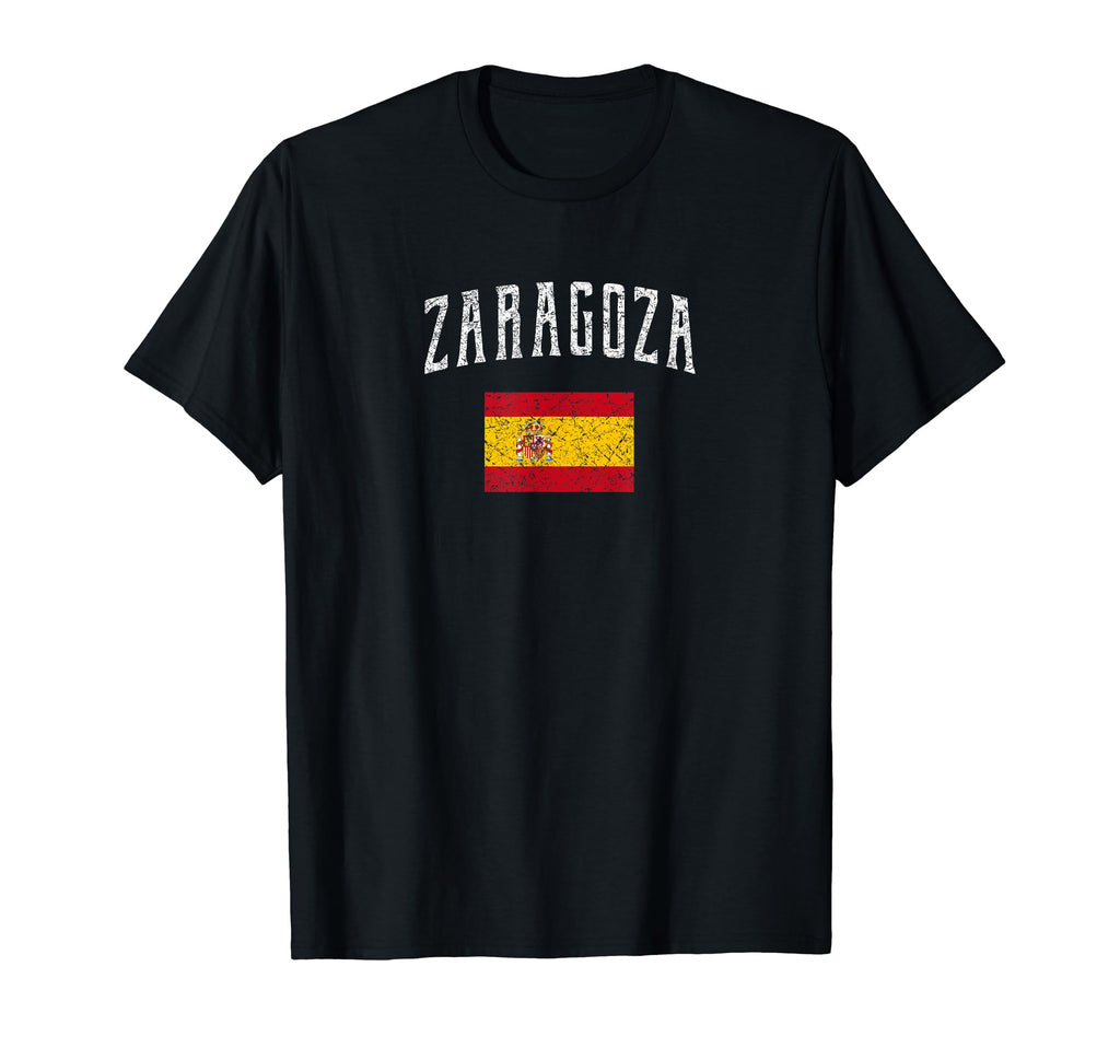 Zaragoza Spain Flag Distressed T-Shirt - Aesthetic Graphic Men Women - T-Shirt, Sweatshirt, Hoodie