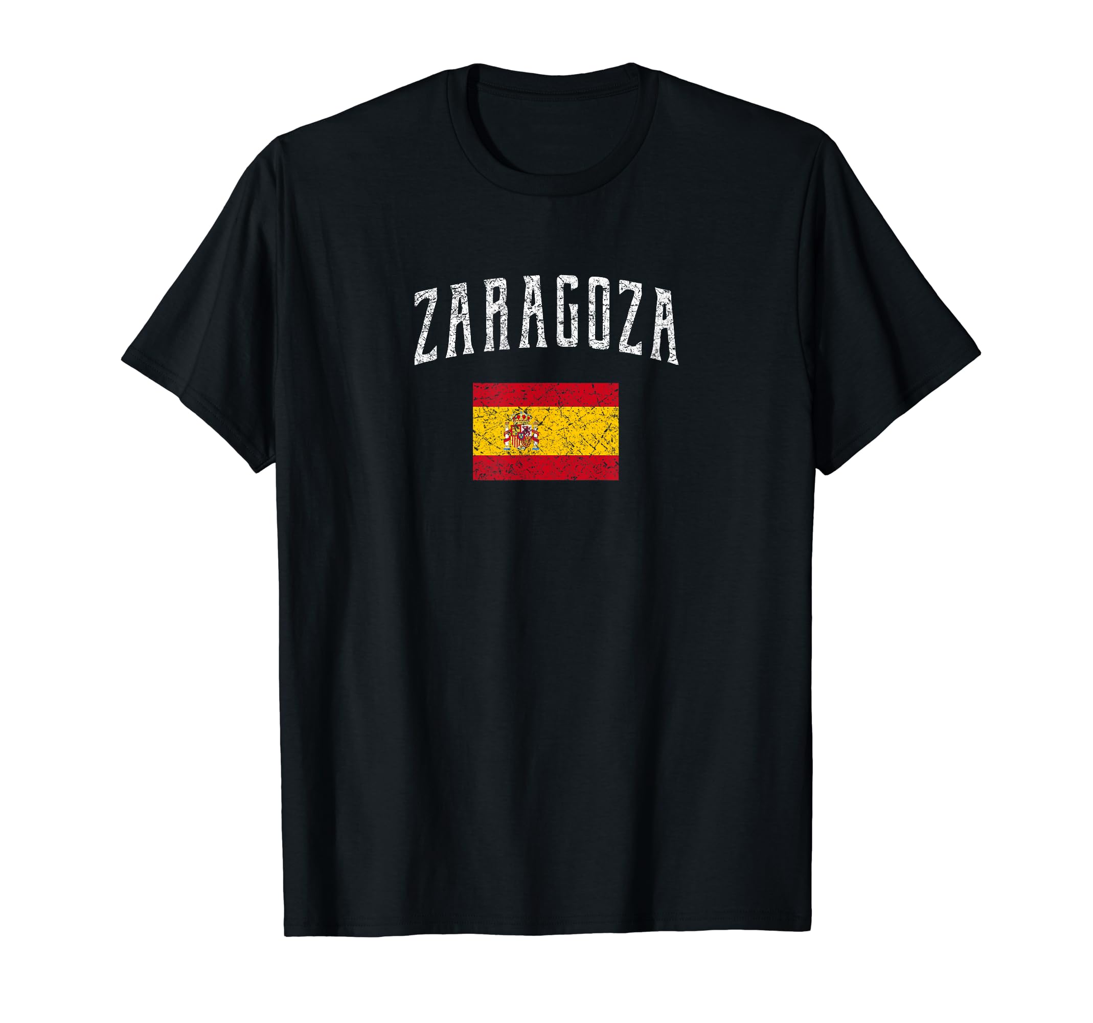 Zaragoza Spain Flag Distressed T-Shirt - Aesthetic Graphic Men Women - T-Shirt, Sweatshirt, Hoodie