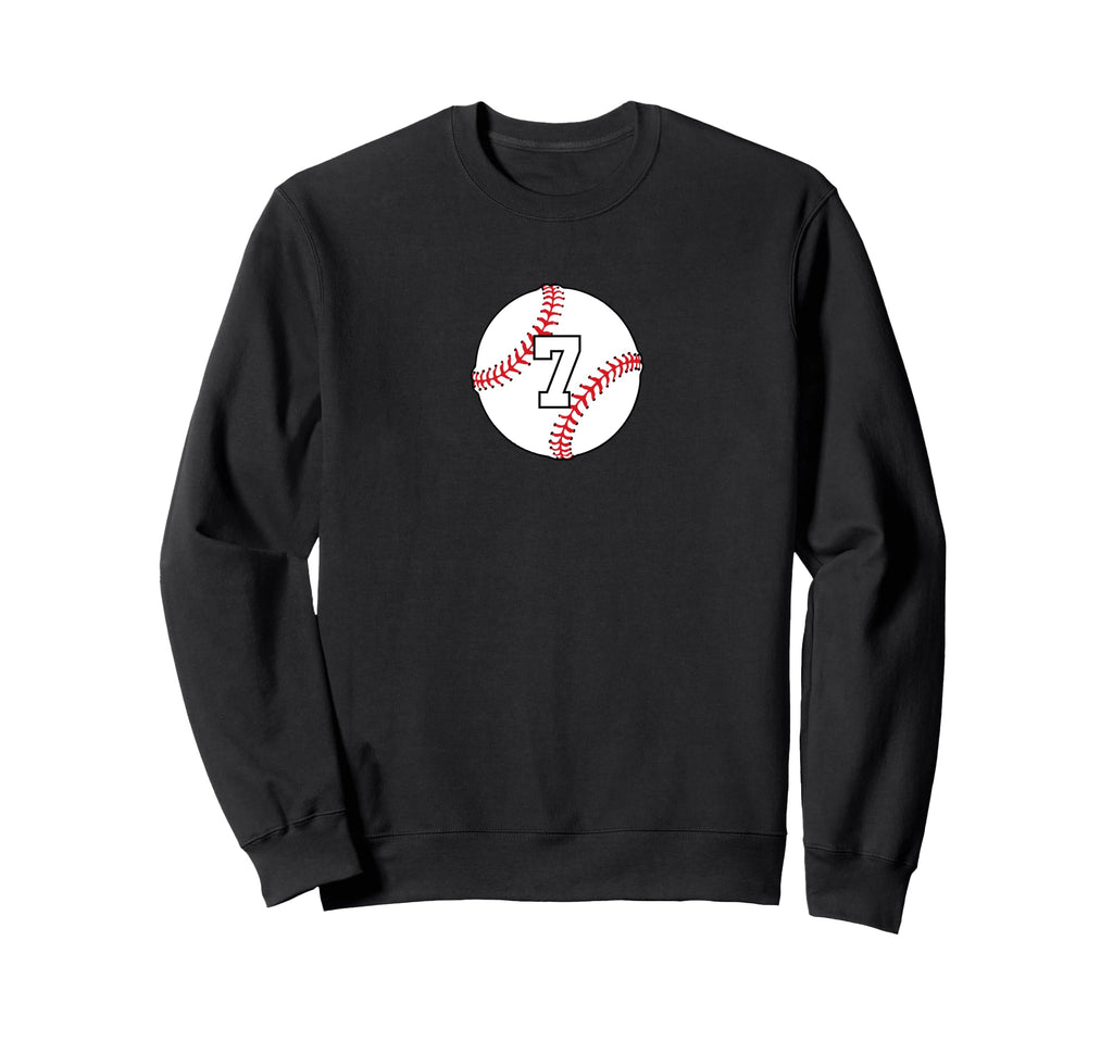 Number 7 Baseball Softball Number Sweatshirt - Unique Graphic for Adults - T-Shirt, Sweatshirt, Hoodie