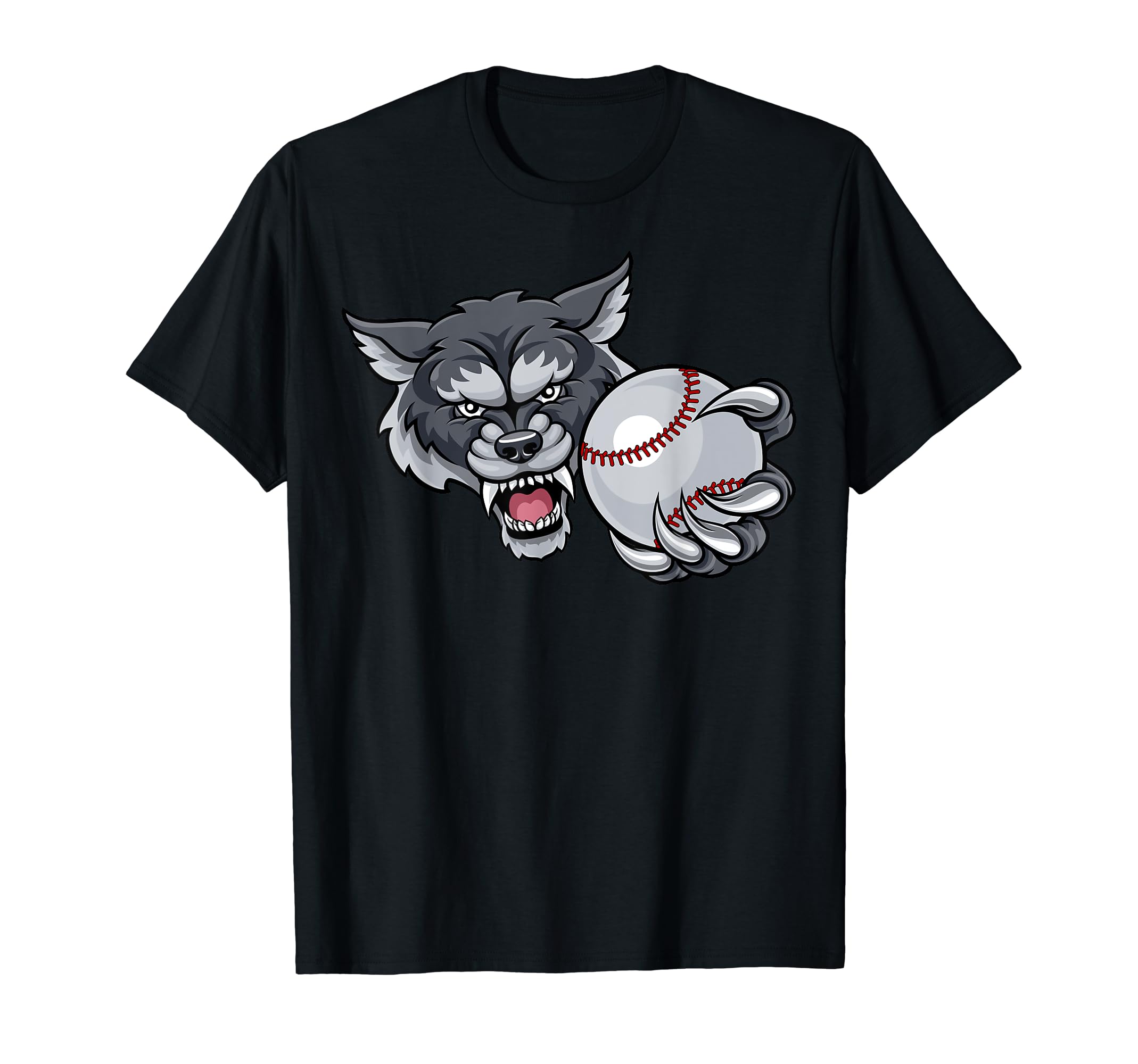 Wolf Cartoon Sports Wolves Mascot Baseball T-Shirt - Trendy Graphic Unisex - T-Shirt, Sweatshirt, Hoodie