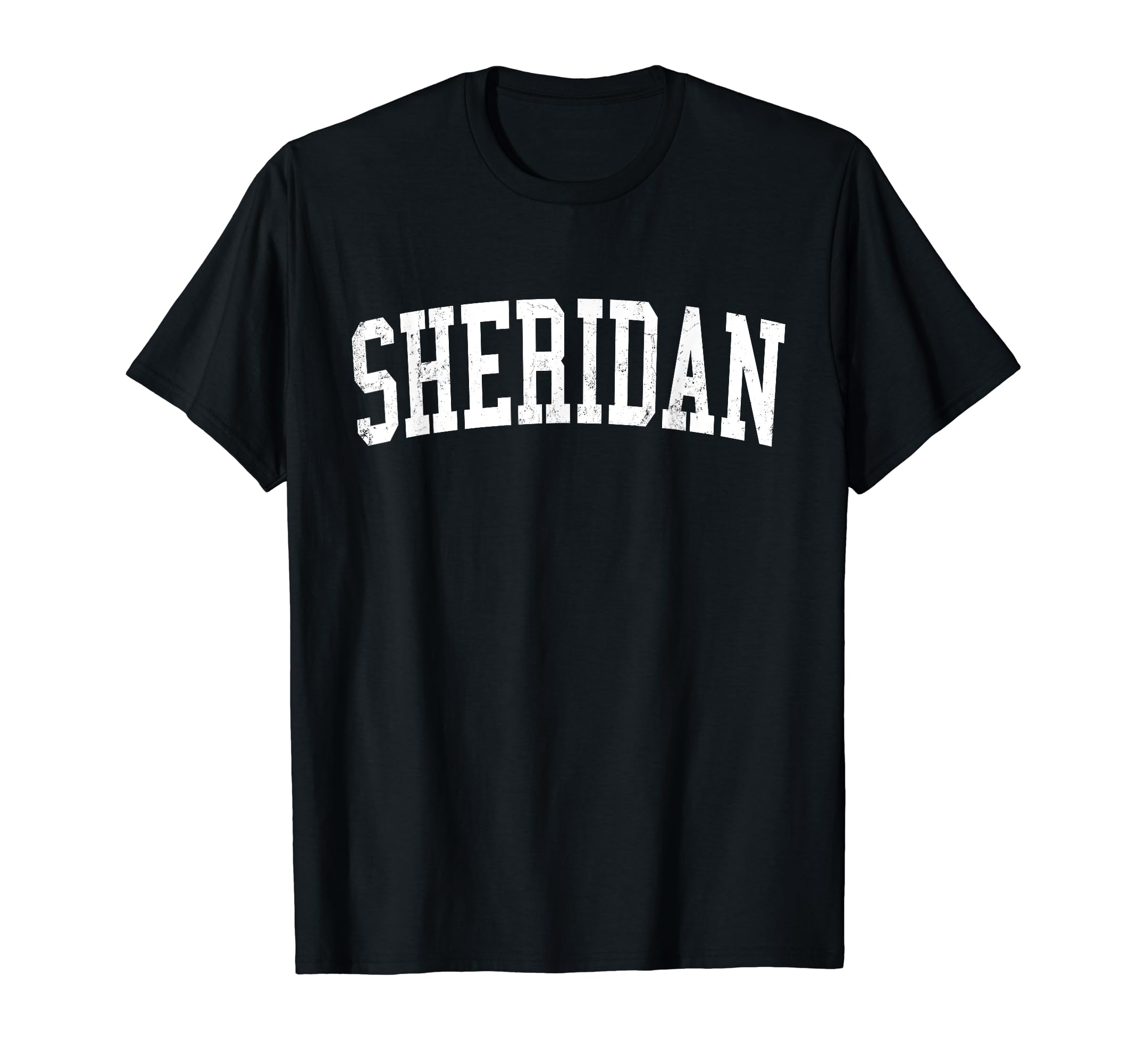 Sheridan Wy Distressed White Varsity T-Shirt - Trendy Graphic Unisex - T-Shirt, Sweatshirt, Hoodie
