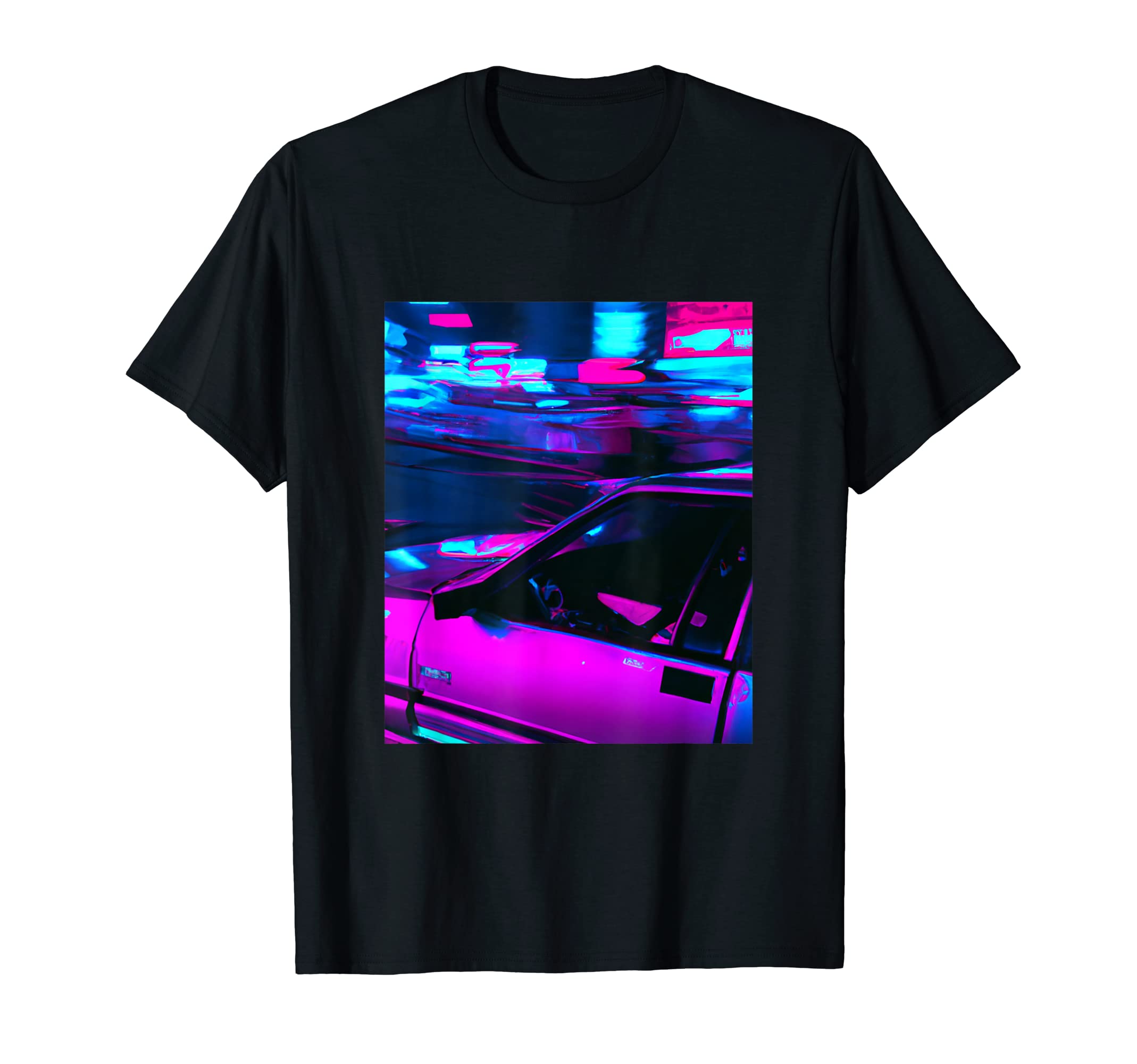 Vaporwave Car Synthwave City T-Shirt - Casual Everyday Wear Unisex - T-Shirt, Sweatshirt, Hoodie