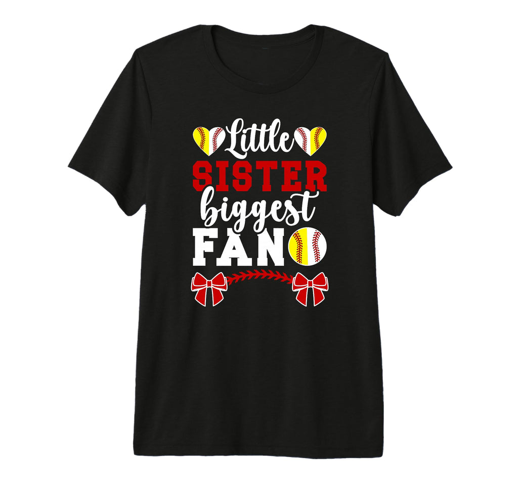 Little Sister Biggest Fan Softball T-Shirt - Minimalist Print Men Women - T-Shirt, Sweatshirt, Hoodie
