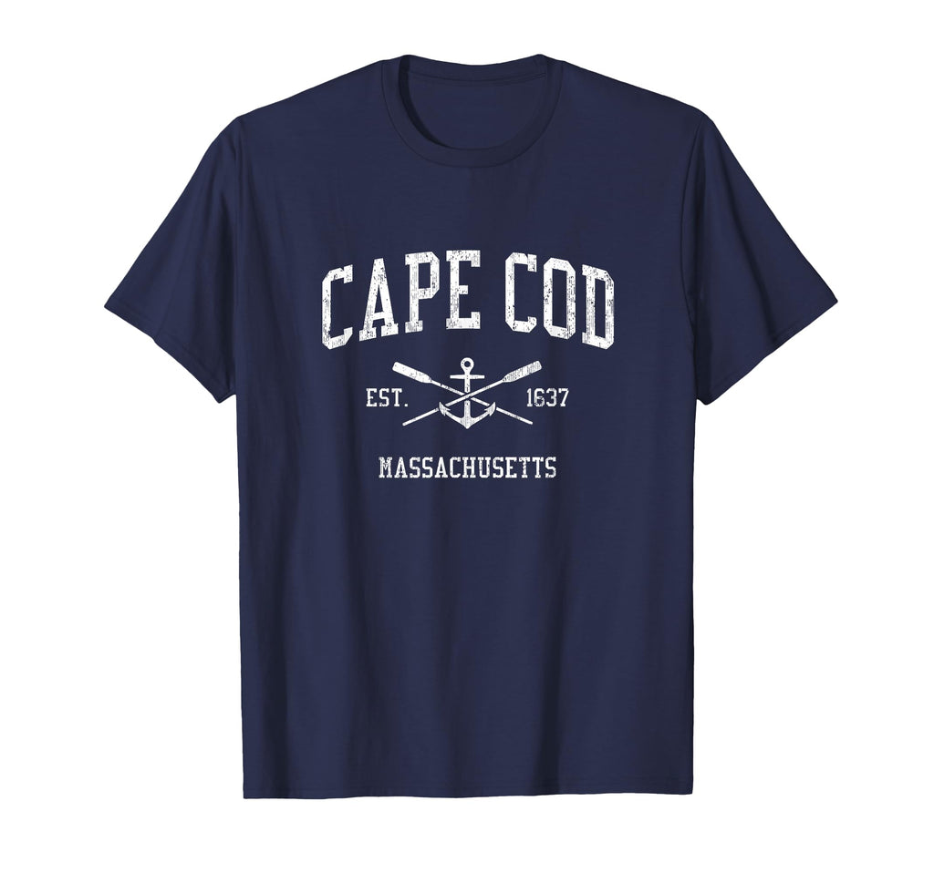Cape Cod Ma Crossed Oars Boat Anchor T-Shirt - Minimalist Print for Adults - T-Shirt, Sweatshirt, Hoodie