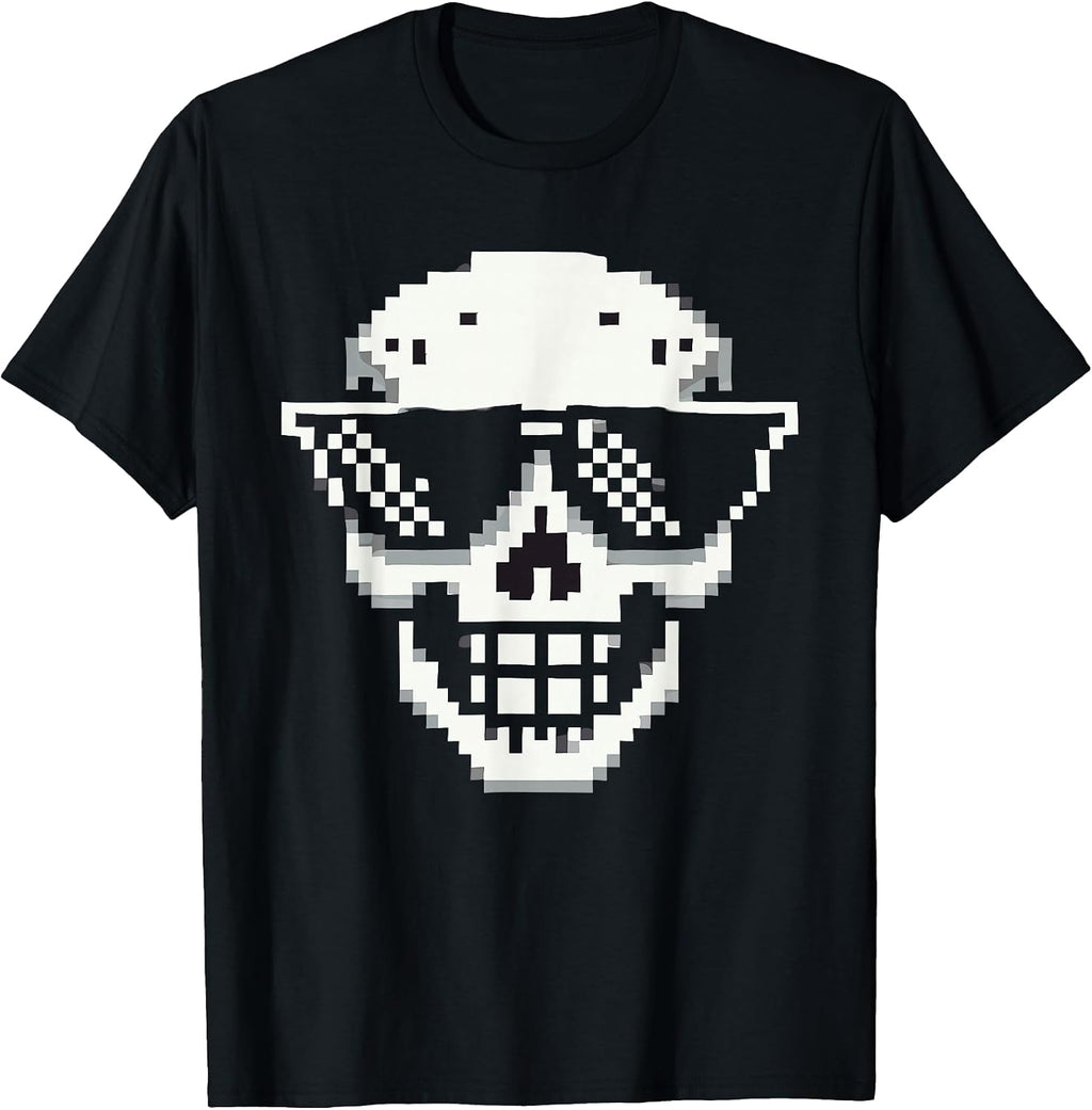 Pixelated Cool Skull Gamer Art Style - Adult & Kids T-Shirts, Sweatshirts & Hoodies apparel design preview 1