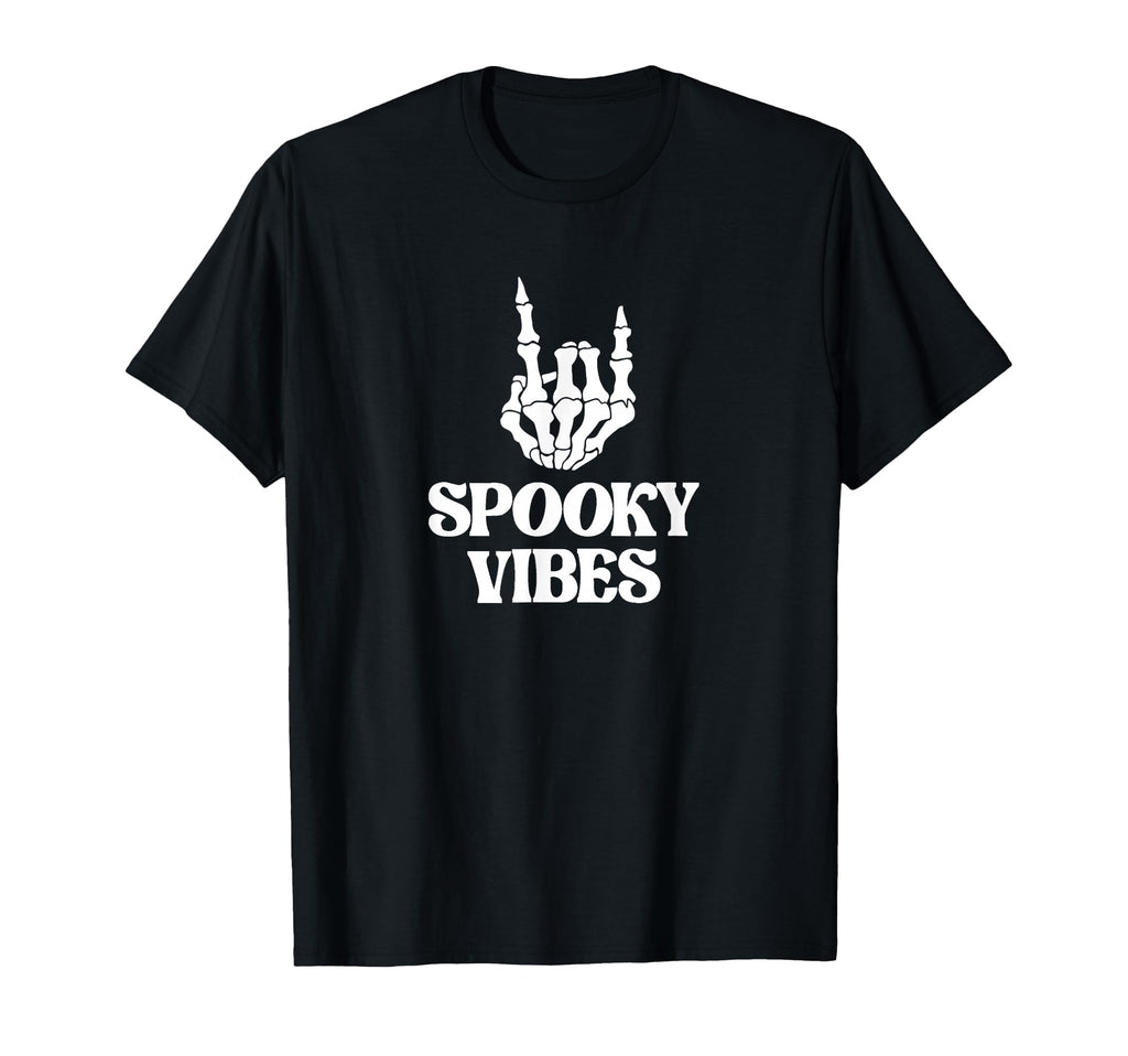 Spooky Vibes Rock Out Skeleton T-Shirt - Fun Novelty Design for Adults - T-Shirt, Sweatshirt, Hoodie