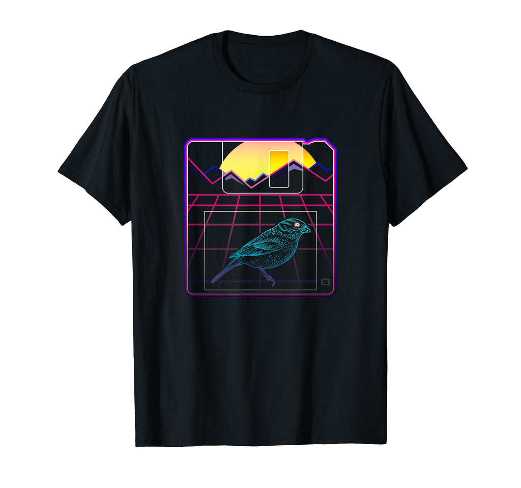 Floppy Disk Synthwave Sunset Evil T-Shirt - Minimalist Print for Adults - T-Shirt, Sweatshirt, Hoodie