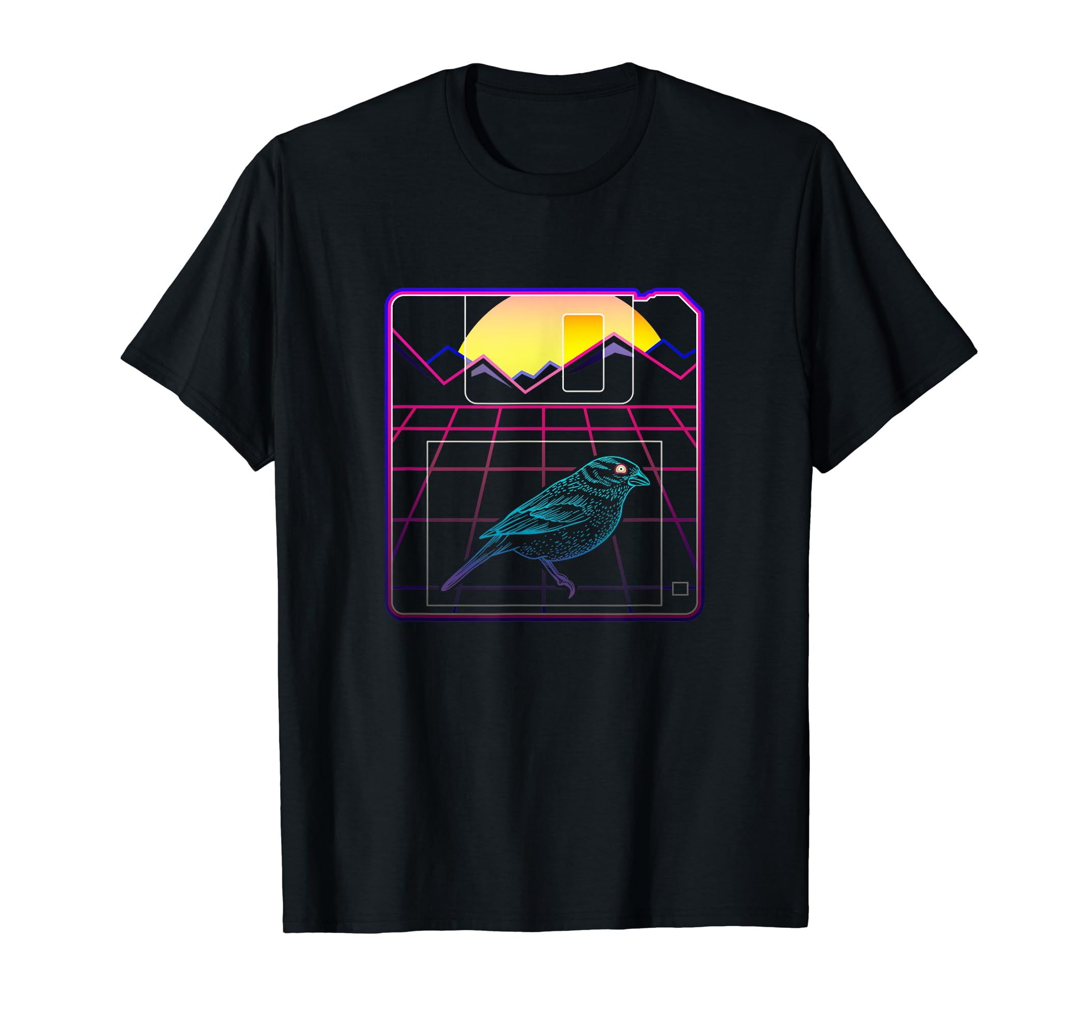 Floppy Disk Synthwave Sunset Evil T-Shirt - Minimalist Print for Adults - T-Shirt, Sweatshirt, Hoodie