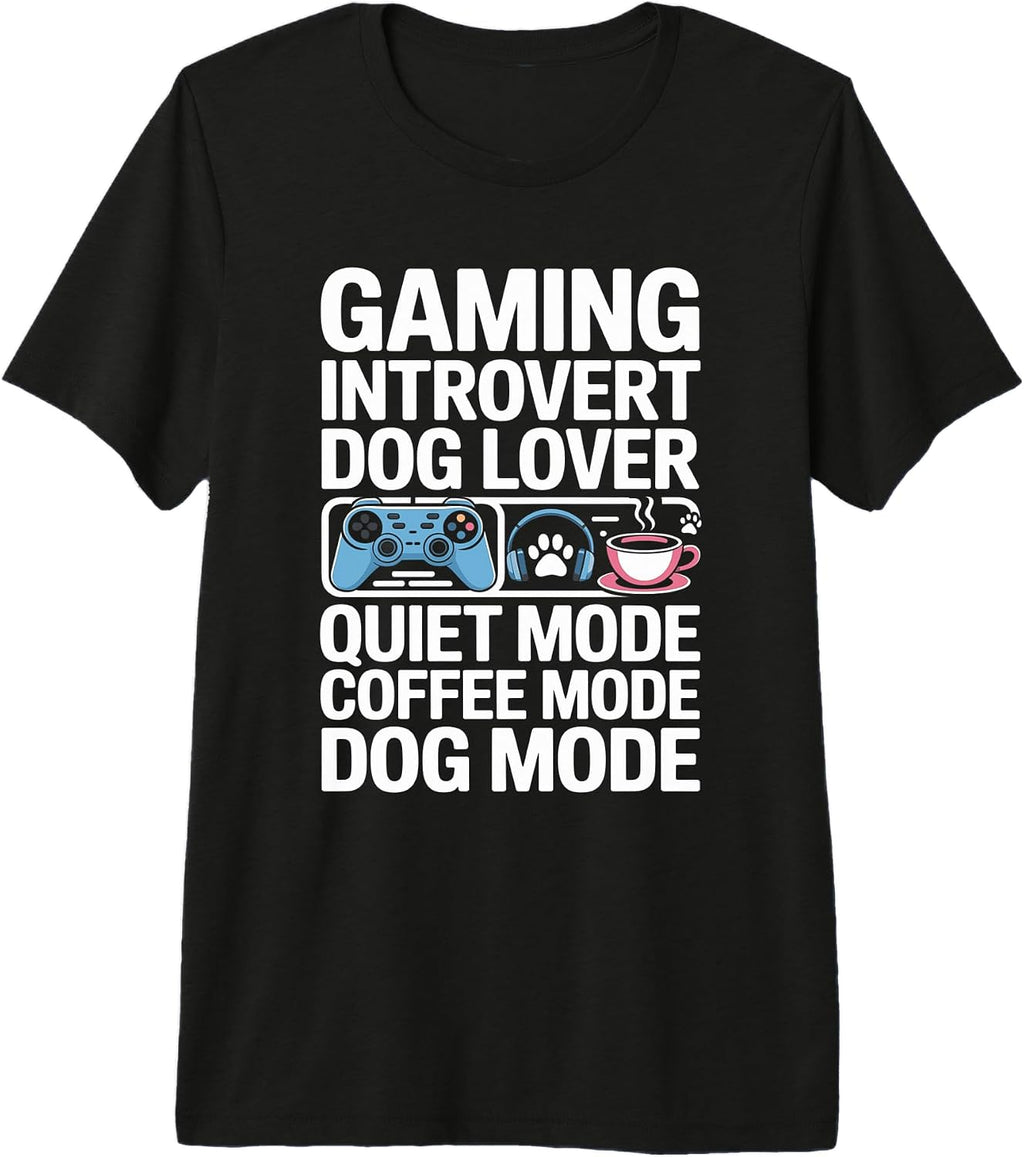 Introvert Dog Lover Gaming Coffee Mode - Adult & Kids T-Shirts, Sweatshirts & Hoodies apparel design preview 1