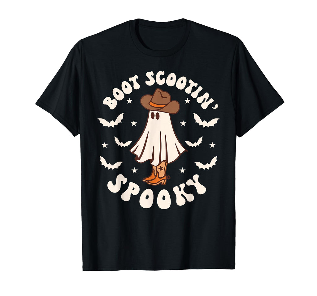 Western Halloween Ghost Funny Boot Scootin T-Shirt - Unique Graphic Unisex - T-Shirt, Sweatshirt, Hoodie