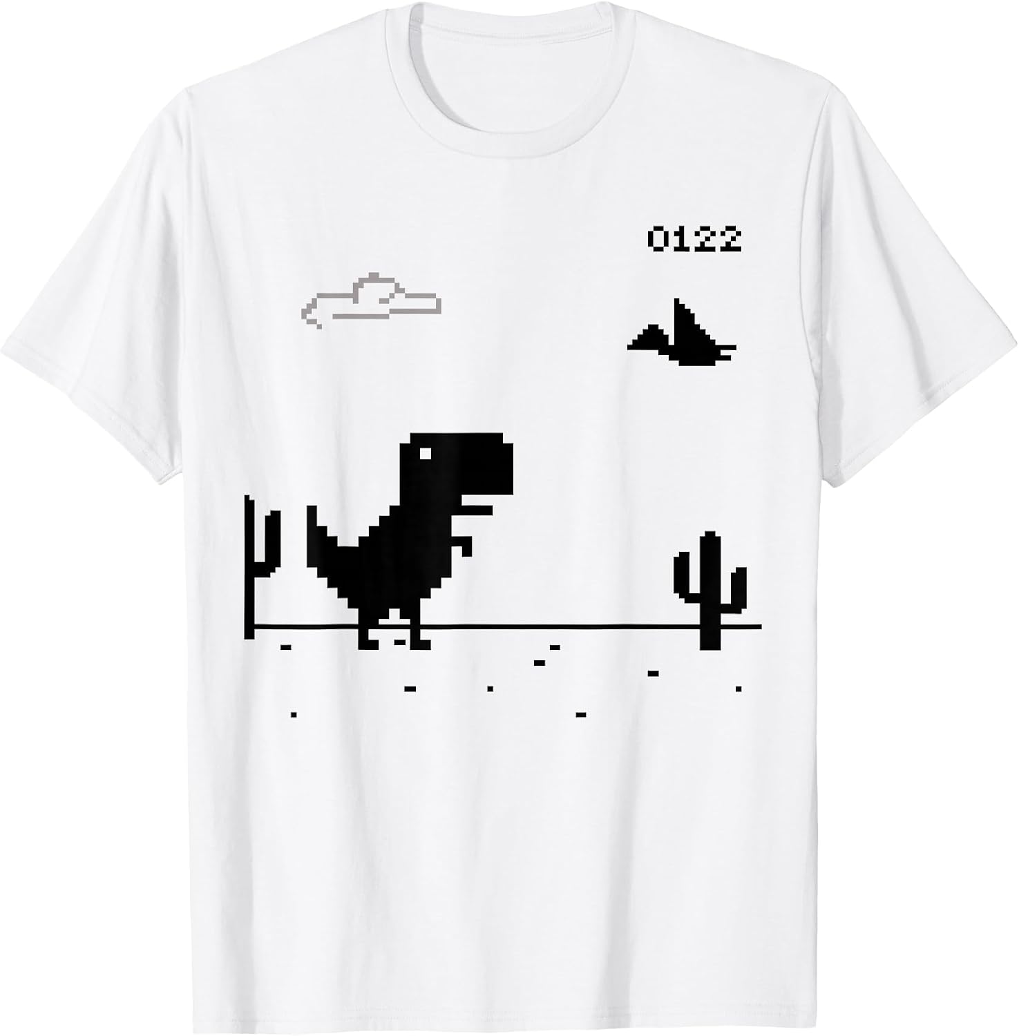 T-Rex Dinosaur Pixel No Internet offline Women Men - Adult & Kids T-Shirts, Sweatshirts & Hoodies apparel design preview 1
