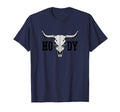 Howdy Bull Skull Western Cowboy T-Shirt - Minimalist Print for Adults - T-Shirt, Sweatshirt, Hoodie