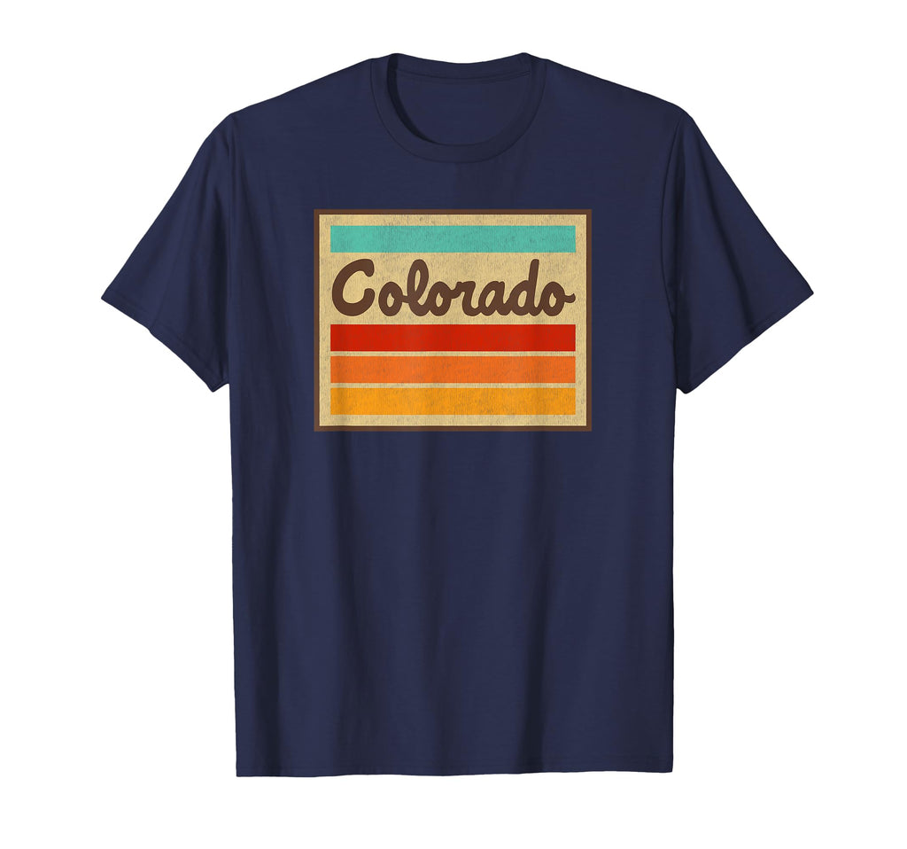 Colorado Script Font 70S Stripes Badge T-Shirt - Unique Graphic Unisex - T-Shirt, Sweatshirt, Hoodie