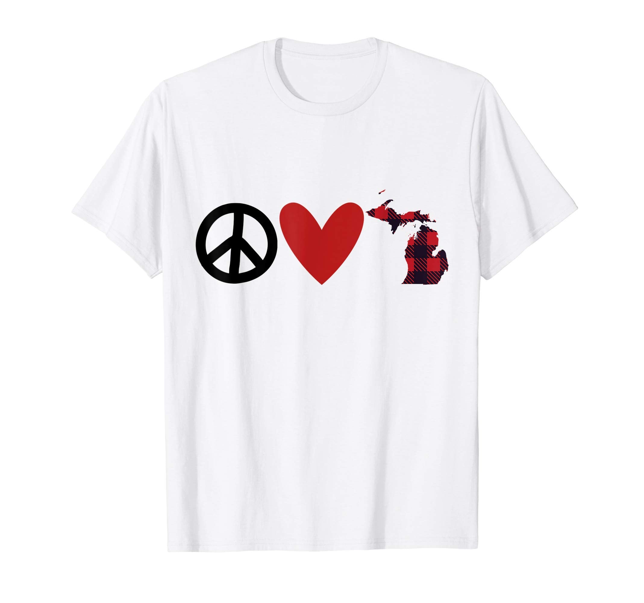Buffalo Check Plaid Peace Love T-Shirt - Novelty Apparel for Adults - T-Shirt, Sweatshirt, Hoodie