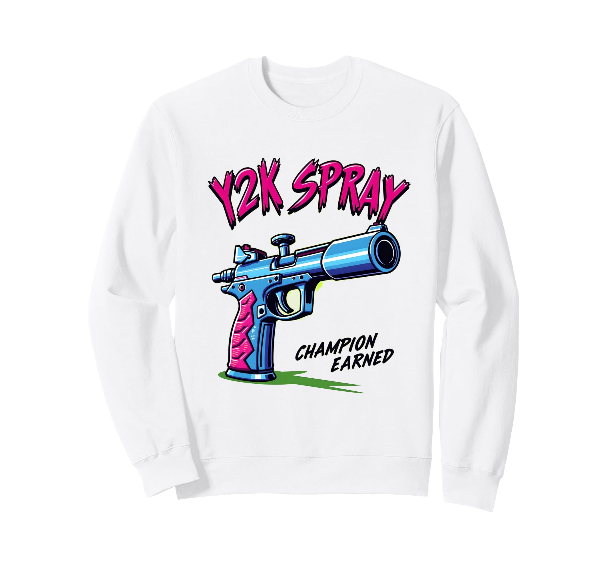 Y2K Spray Champion Earned Airbrush Sweatshirt - Unique Graphic Men Women - T-Shirt, Sweatshirt, Hoodie