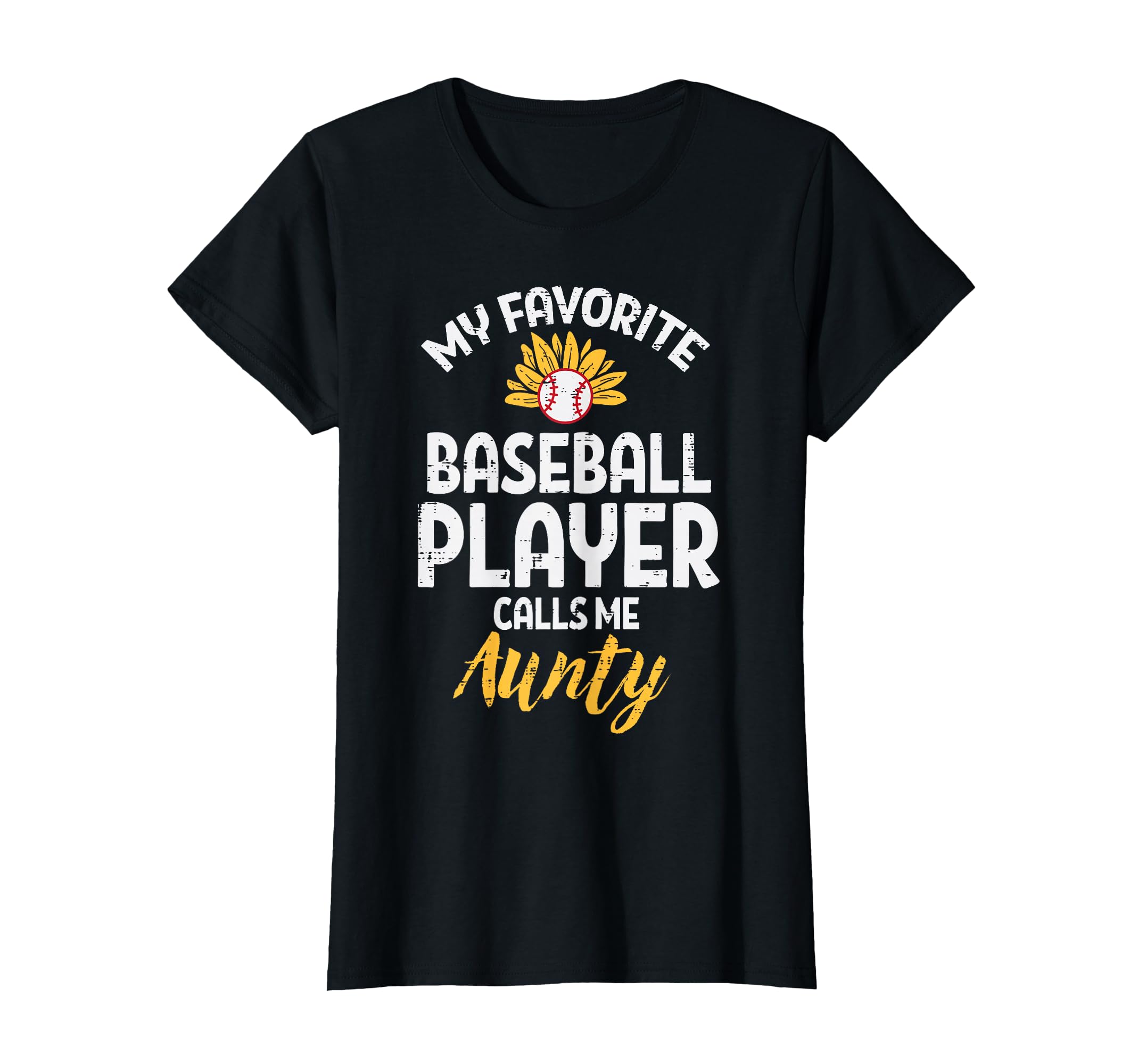Favorite Baseball Player Aunty Sunflower T-Shirt - Custom Art Print Unisex - T-Shirt, Sweatshirt, Hoodie