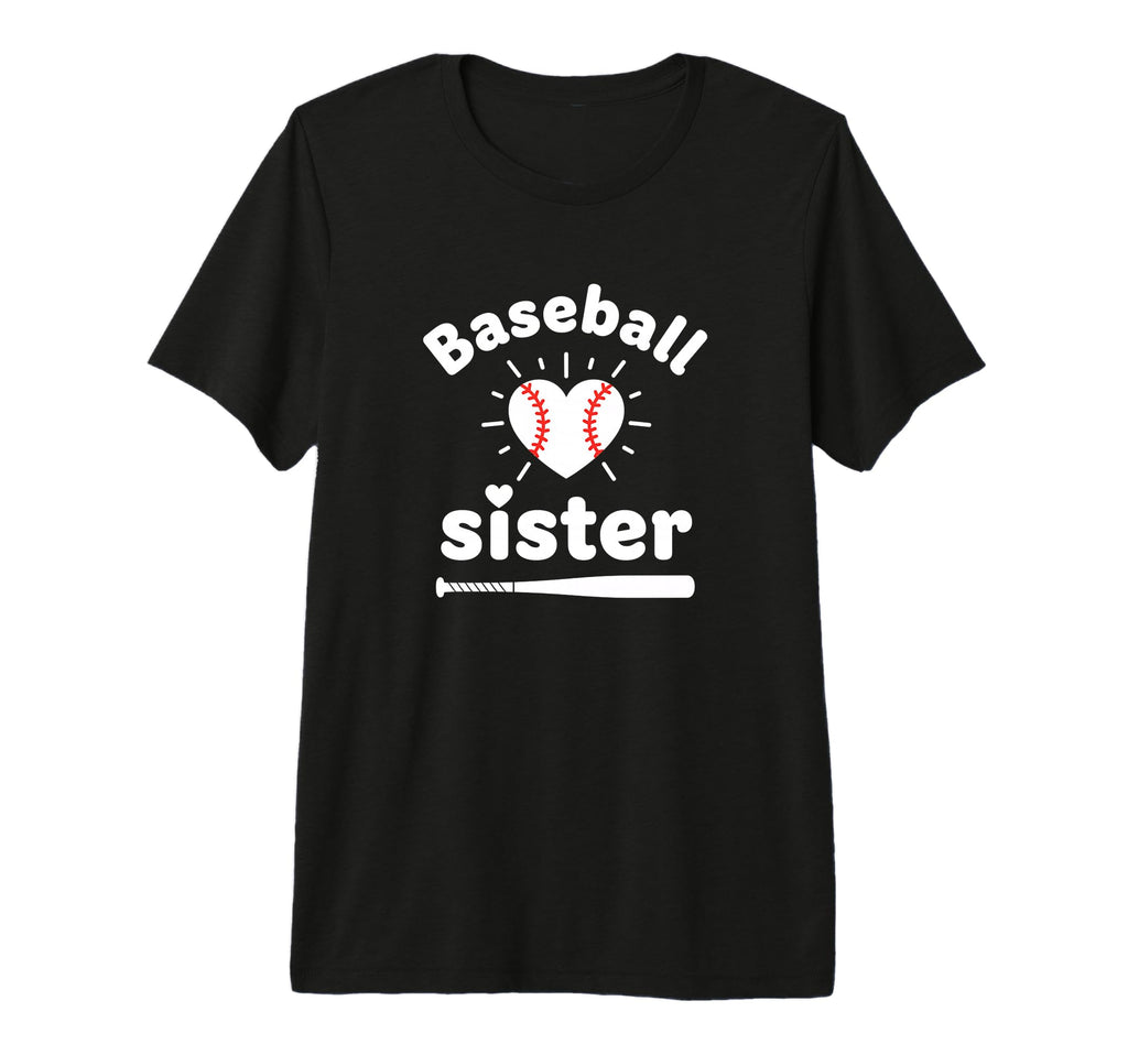 Baseball Sister Heart Bat Funny Sister T-Shirt - Custom Art Print Unisex - T-Shirt, Sweatshirt, Hoodie
