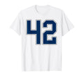 Navy Blue Silver Number 42 Jersey T-Shirt - Novelty Apparel Men Women - T-Shirt, Sweatshirt, Hoodie