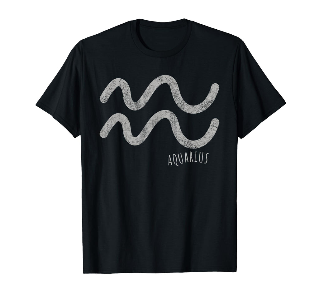 Aquarius Symbol Aquarian Distressed T-Shirt - Fun Novelty Design Men Women - T-Shirt, Sweatshirt, Hoodie