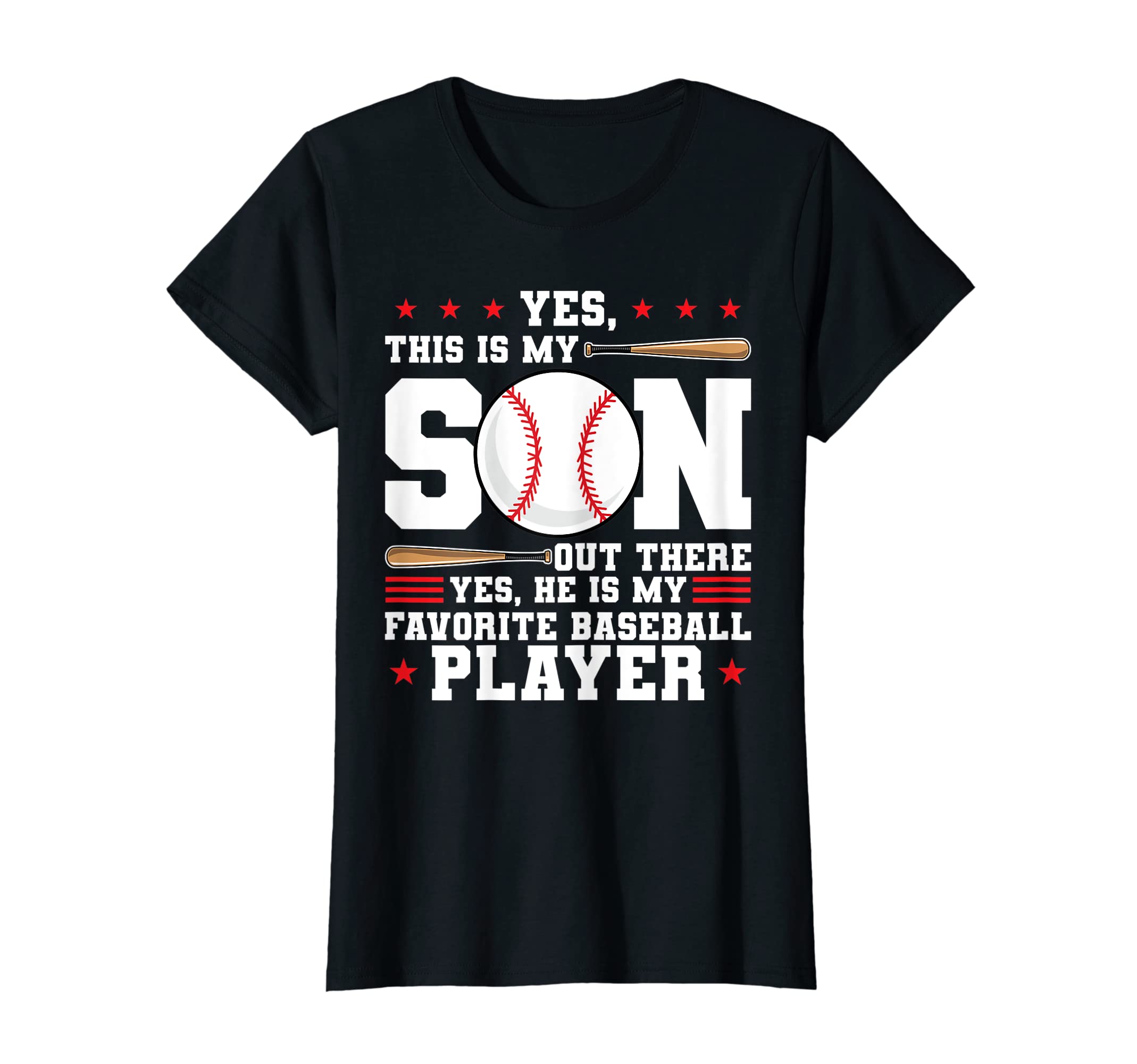 Womens Yes This Is Son He Is Baseball T-Shirt - Unique Graphic for Adults - T-Shirt, Sweatshirt, Hoodie