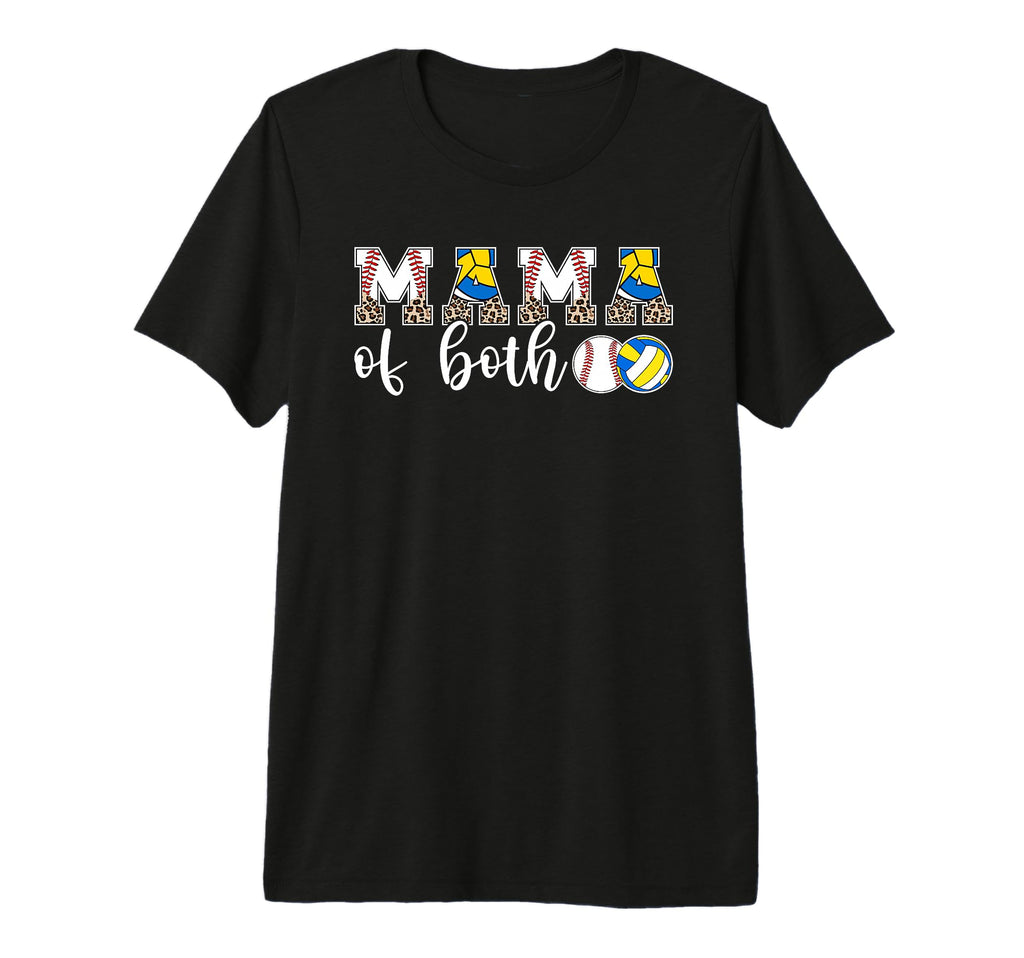 Mama Both Leopard Volleyball Baseball T-Shirt - Trendy Graphic for Adults - T-Shirt, Sweatshirt, Hoodie