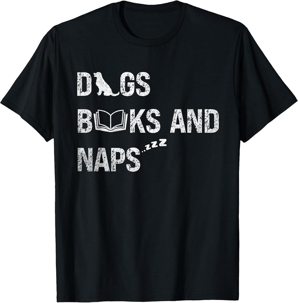 Dogs Books And Naps Dog Book Lover Graphic - Adult & Kids T-Shirts, Sweatshirts & Hoodies apparel design preview 1