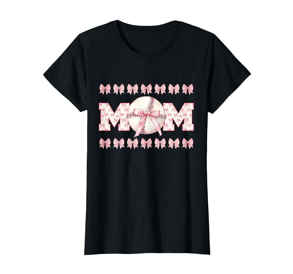 Mothers Day Baseball Mom Bow T-Shirt - Trendy Graphic Men Women - T-Shirt, Sweatshirt, Hoodie